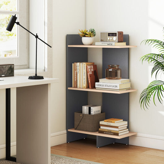 3 Tier Wooden Bookshelf with Anti-Tipping Kit-Oak W2B