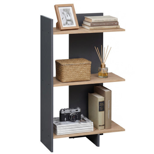 3 Tier Wooden Bookshelf with Anti-Tipping Kit-Oak W2B