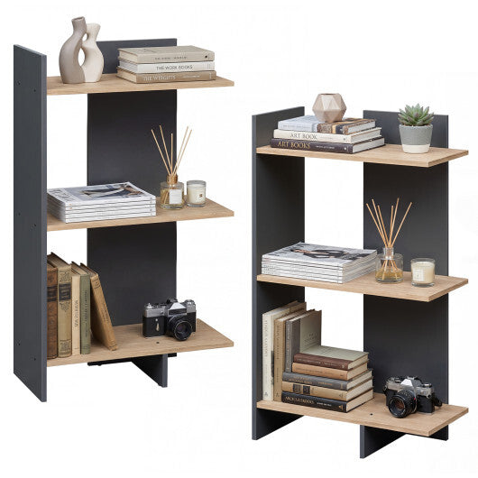 3 Tier Wooden Bookshelf with Anti-Tipping Kit-Oak W2B