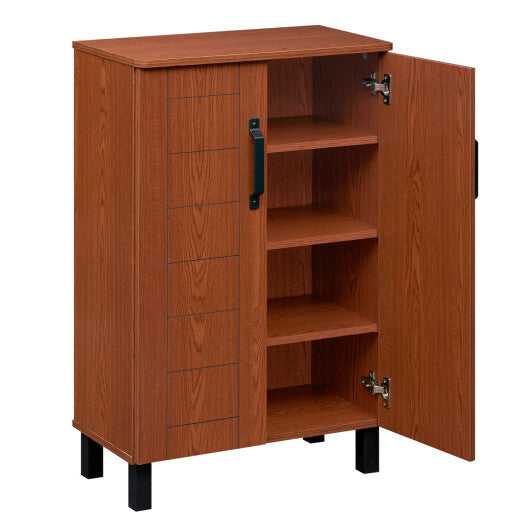 5-Tier Shoe Storage Cabinet Freestanding Wooden Shoe Rack Organizer-Brown W2B