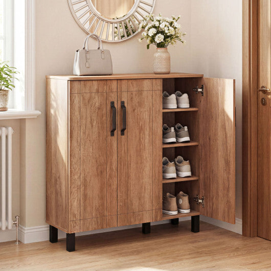 5-Tier Shoe Storage Cabinet Freestanding Shoe Rack Organizer-Oak W2B