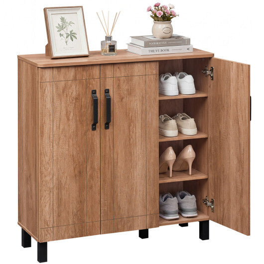 5-Tier Shoe Storage Cabinet Freestanding Shoe Rack Organizer-Oak W2B