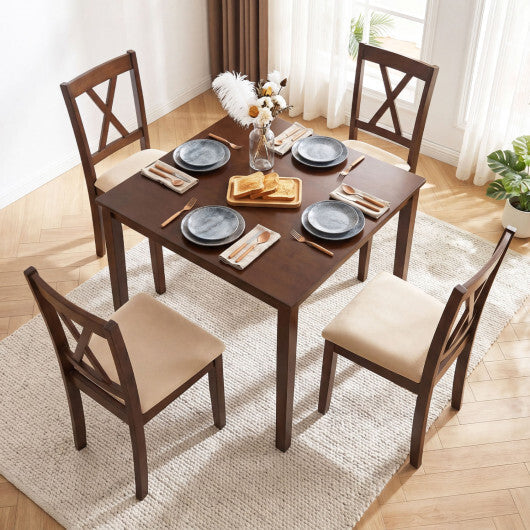 Farmhouse Dining Table for 4 People 35 Inches Square Kitchen Table-Walnut W2B