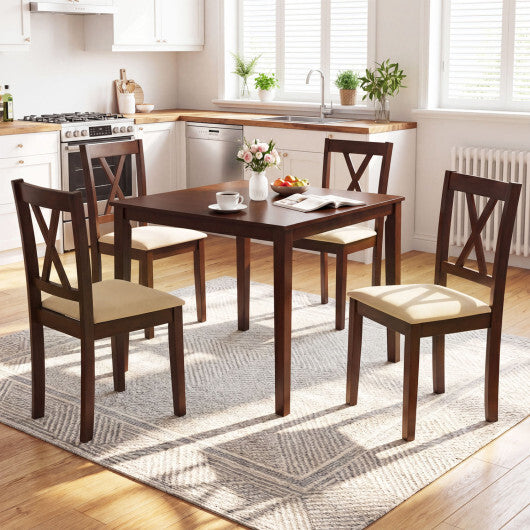 Farmhouse Dining Table for 4 People 35 Inches Square Kitchen Table-Walnut W2B
