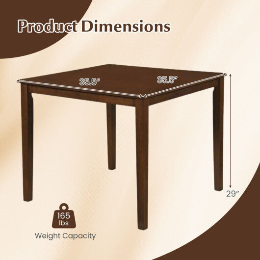 Farmhouse Dining Table for 4 People 35 Inches Square Kitchen Table-Walnut W2B