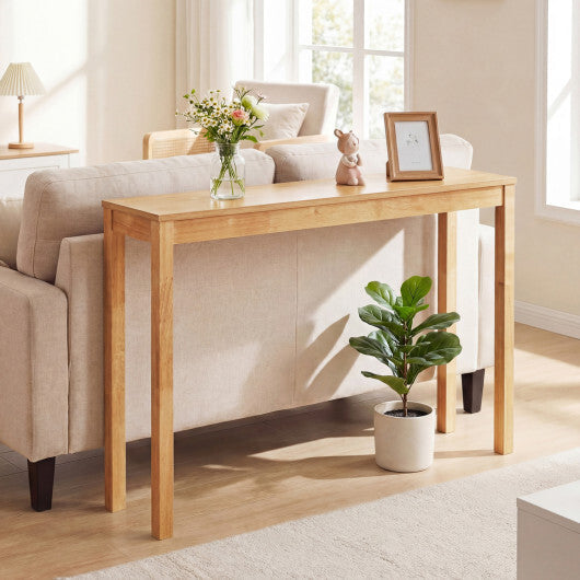 Wooden Console Table Modern Farmhouse Sofa Table with Thickened Top-Natural W2B