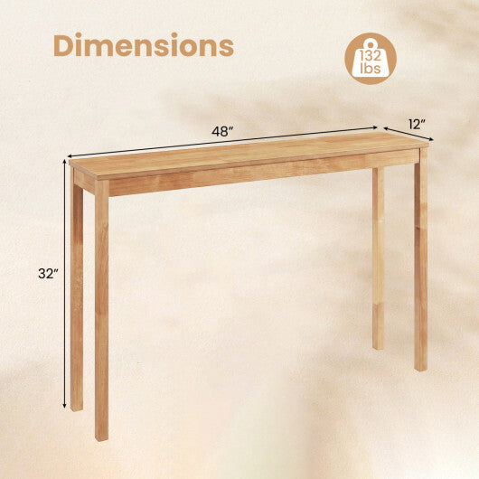 Wooden Console Table Modern Farmhouse Sofa Table with Thickened Top-Natural W2B