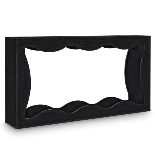 63 Inch Console Table 2-Tier Narrow Entryway Table with Wavy Edge Storage Shelf-Black W2B