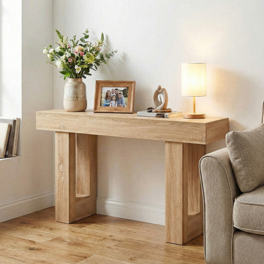 63 Inches Long Console Table Farmhouse Entryway Table with Storage-Natural W2B