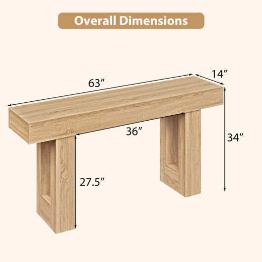 63 Inches Long Console Table Farmhouse Entryway Table with Storage-Natural W2B