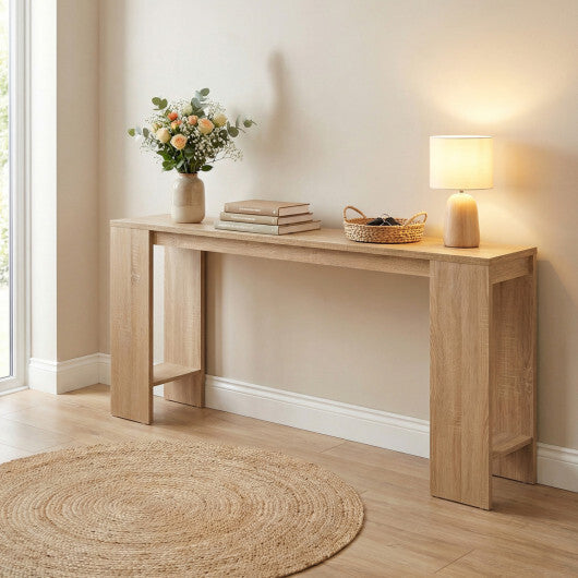 71 Inches Long Console Table with Storage for Hallway-Natural W2B