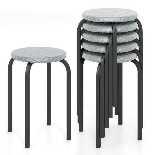 18 Inch Round Stackable Stools with Removable Washable Covers-Set of 6 W2B