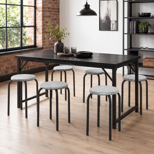 18 Inch Round Stackable Stools with Removable Washable Covers-Set of 6 W2B