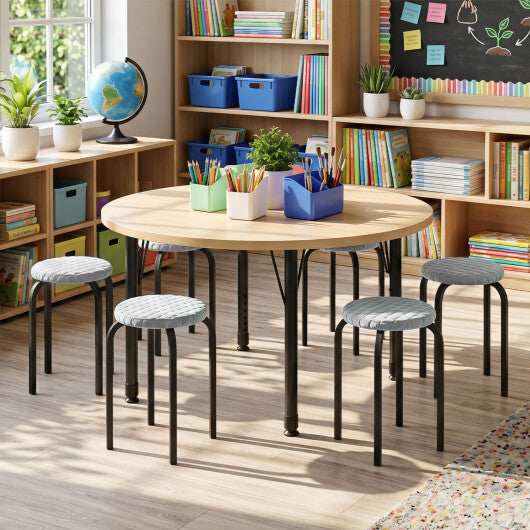 18 Inch Round Stackable Stools with Removable Washable Covers-Set of 6 W2B