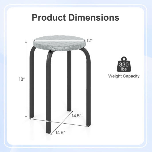 18 Inch Round Stackable Stools with Removable Washable Covers-Set of 6 W2B