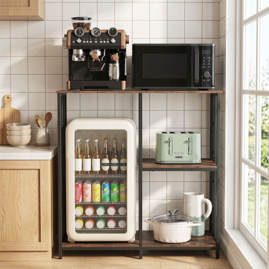 3-Tier Kitchen Baker's Rack with Open Shelves for Microwave and Oven-Rustic Brown W2B
