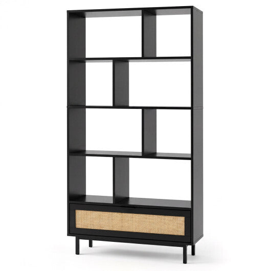 64 inch 6-Tier Tall Wooden Bookcase with 8 Open Cubes-Black W2B