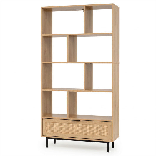64 inch 6-Tier Tall Wooden Bookcase with 8 Open Cubes-Black W2B