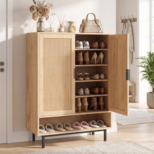 43 Inch 6-Tier Tall Shoe Cabinet with Double Doors-Natural W2B