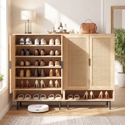 43 Inch 6-Tier Tall Shoe Cabinet with Double Doors-Natural W2B
