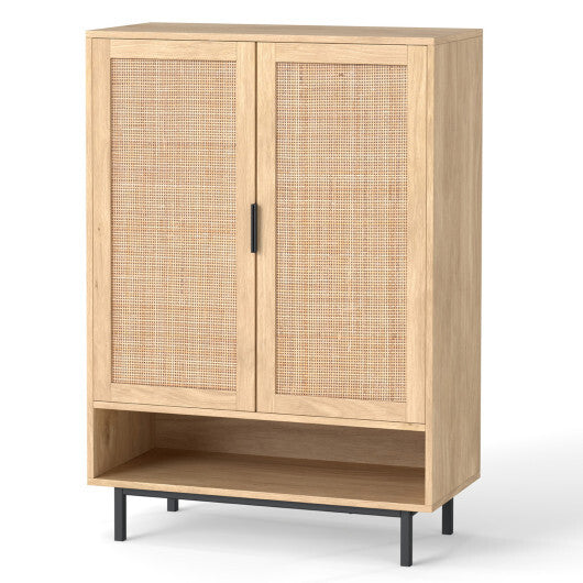 43 Inch 6-Tier Tall Shoe Cabinet with Double Doors-Natural W2B
