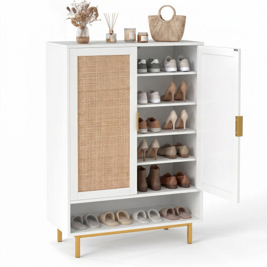 43 Inch 6-Tier Tall Shoe Cabinet with Double Doors-Natural W2B