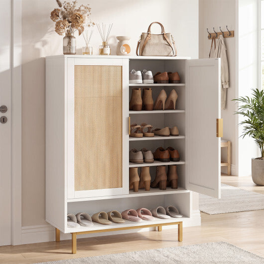 43 Inch 6-Tier Tall Shoe Cabinet with Double Doors-Natural W2B