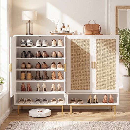 43 Inch 6-Tier Tall Shoe Cabinet with Double Doors-Natural W2B