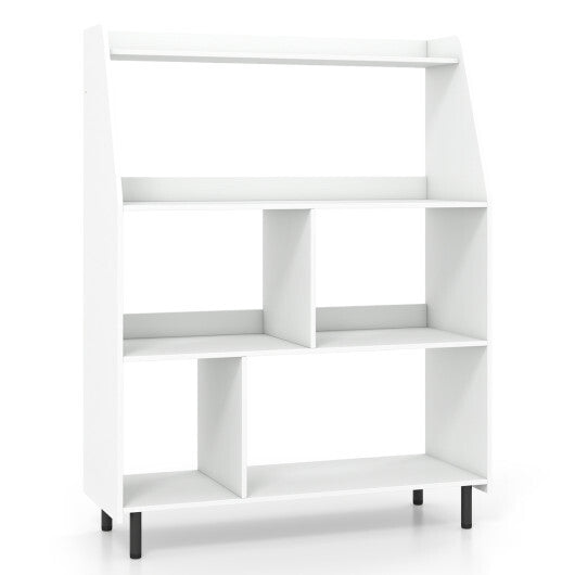 4-Tier Open Modern Bookcase with 2 Anti-Tipping Kits-White W2B
