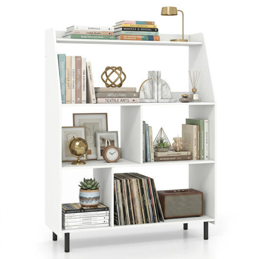 4-Tier Open Modern Bookcase with 2 Anti-Tipping Kits-White W2B