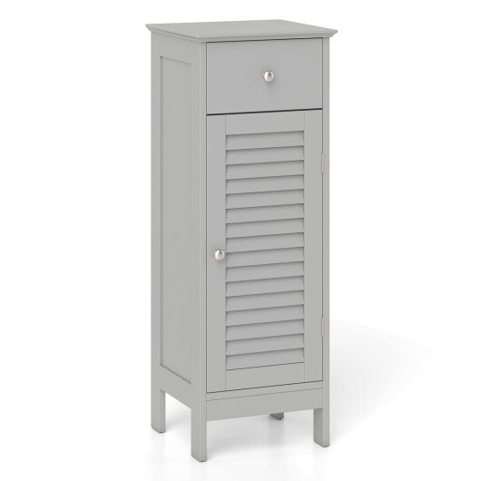 Narrow Bathroom Storage Cabinet with Adjustable Shelf and Drawer-Black W2B