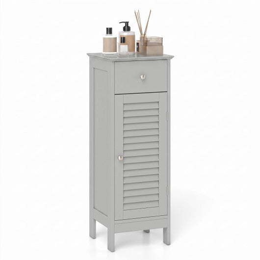 Narrow Bathroom Storage Cabinet with Adjustable Shelf and Drawer-Black W2B