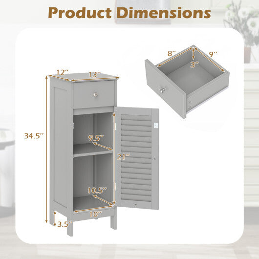 Narrow Bathroom Storage Cabinet with Adjustable Shelf and Drawer-Black W2B