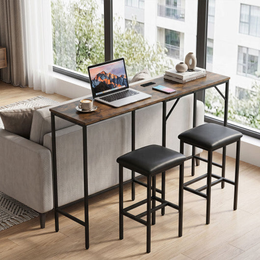 3-Piece Convertible L-Shaped Kitchen Table Chair Set with 2 AC Outlets  USB Port and Type-C Port-Black W2B