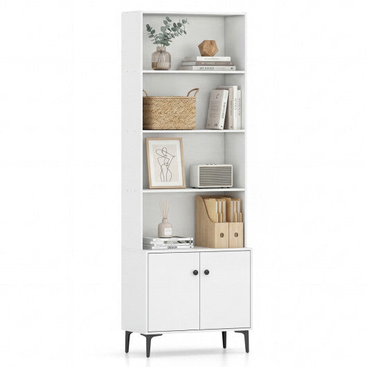 Giantex Bookshelf with Doors and 2 Anti-Tipping Kits for Home Office-White - Color: White W2B