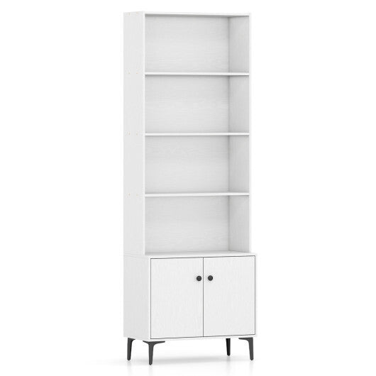 Giantex Bookshelf with Doors and 2 Anti-Tipping Kits for Home Office-White W2B