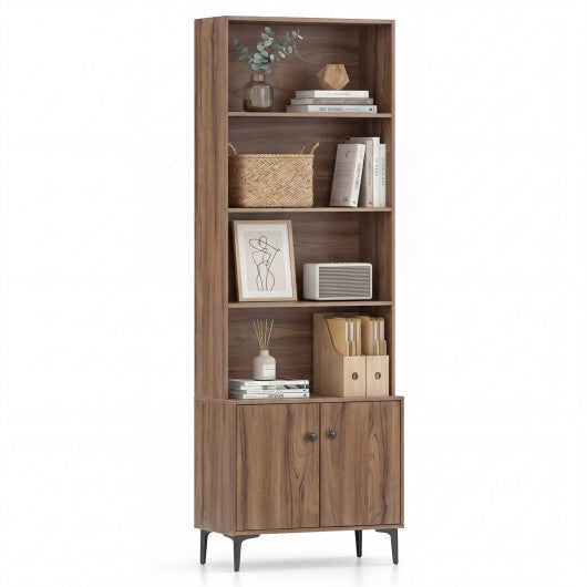 Giantex Bookshelf with Doors and 2 Anti-Tipping Kits for Home Office-White W2B