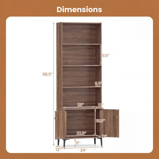 Giantex Bookshelf with Doors and 2 Anti-Tipping Kits for Home Office-White W2B