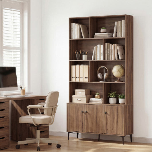 Bookshelf with 3 Doors and 2 Anti-Tipping Kits for Home Office-White W2B