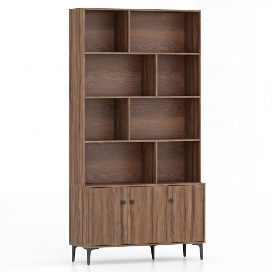 Bookshelf with 3 Doors and 2 Anti-Tipping Kits for Home Office-White W2B