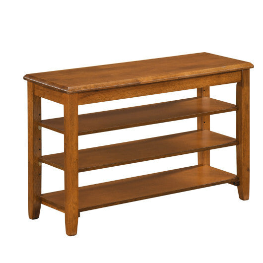 3-Tier Shoe Rack Bench with Adjustable Shelves for Entryway and Living Room-Brown W2B