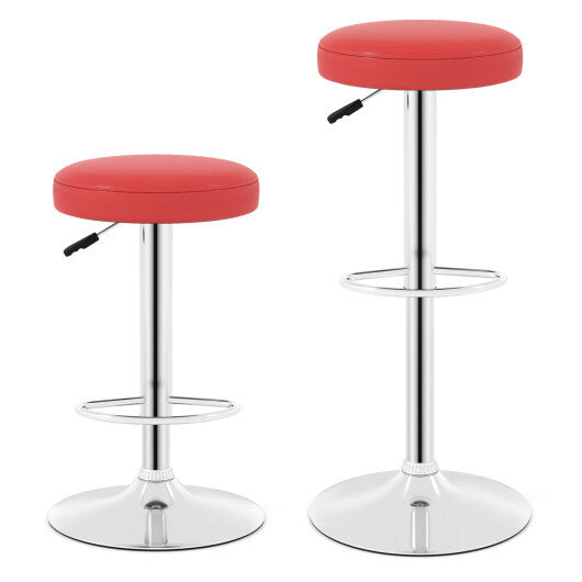 Set of 2 Height-adjustable Swivel Bar Stool with 360 Swivel bar stool-Red W2B