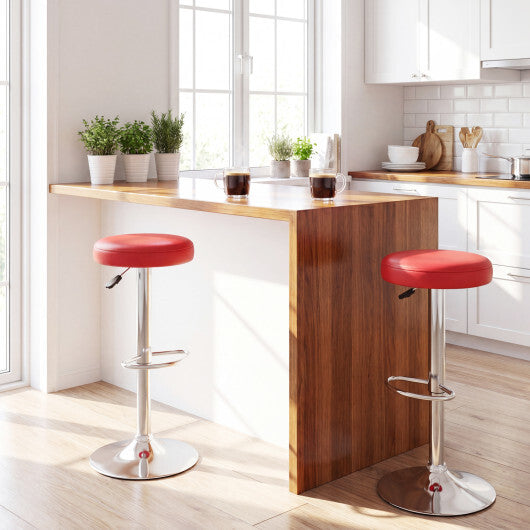 Set of 2 Height-adjustable Swivel Bar Stool with 360 Swivel bar stool-Red W2B