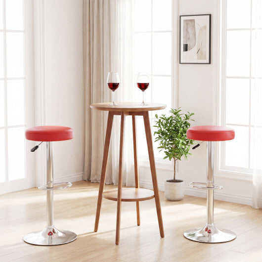 Set of 2 Height-adjustable Swivel Bar Stool with 360 Swivel bar stool-Red W2B
