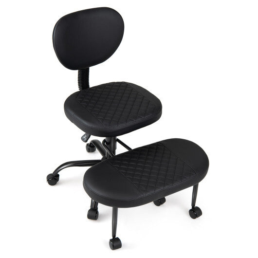 Ergonomic Cross Legged Office Chair with Height-Adjustable Seat - Black W2B