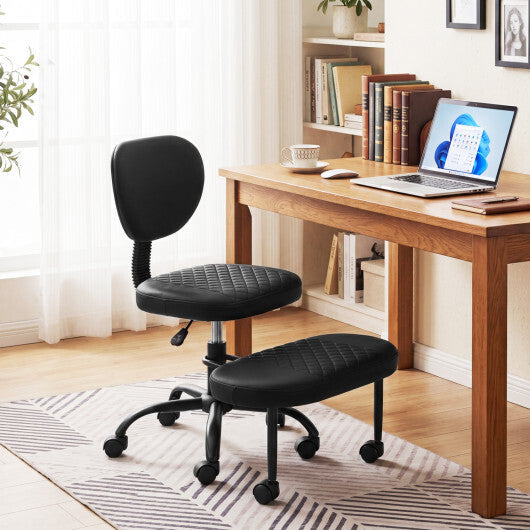 Ergonomic Cross Legged Office Chair with Height-Adjustable Seat - Black W2B