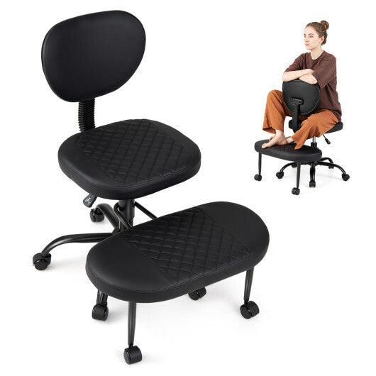 Ergonomic Cross Legged Office Chair with Height-Adjustable Seat - Black W2B