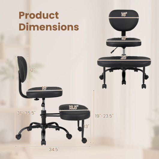 Ergonomic Cross Legged Office Chair with Height-Adjustable Seat - Black W2B