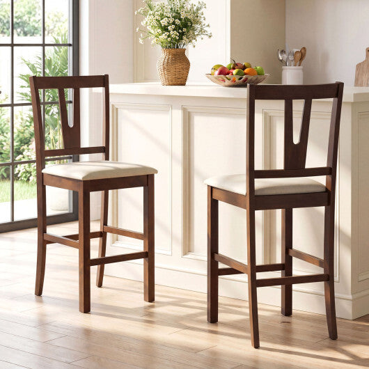 Counter Height Bar Stools with Contoured V-Back-Set of 2 W2B