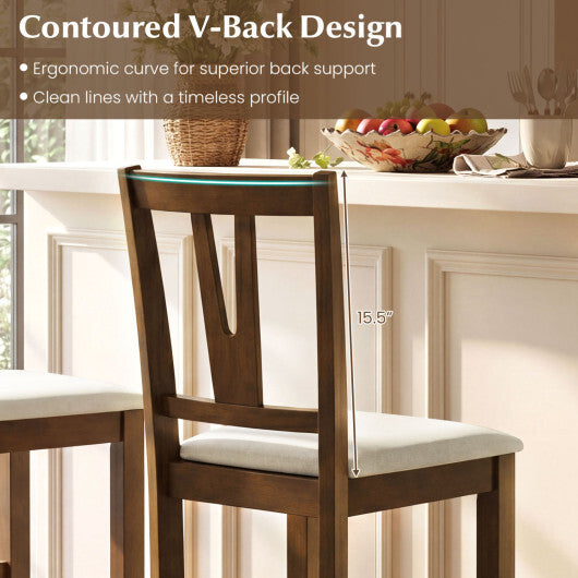 Counter Height Bar Stools with Contoured V-Back-Set of 2 W2B